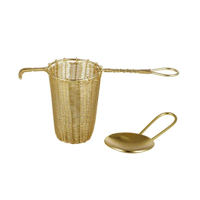 Antea 2 piece gold wire mesh tea infuser basket with tea measuring spoon