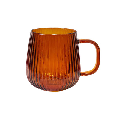 Ribbed Amber Glass tea coffee mugs 460ml