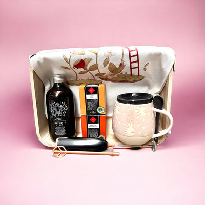 gift hamper chai tea gift pack with tea coffee mug tea bags chai latte syrup battery operated whisk calico t bar gift bag wooden gift hamper
