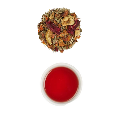 Harvest-T Herbal Tea Pumpkin, apple, cherry & fig pieces, carrot, blackberries, lemongrass, hibiscus blossom, cloves & rose petals.
