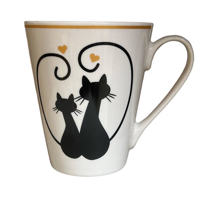 Cats in Love Tea or Coffee Mugs - Hearts on Handle