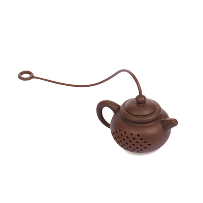 clay Tea Pot shaped tea infuser brown