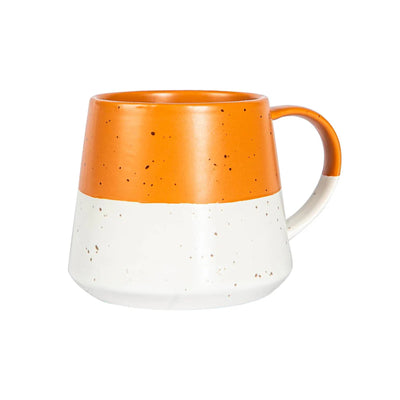 Stoneware Mugs Flecked 370ml Burnt Orange and stone