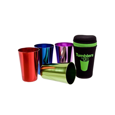 Anodized Retro Travel Drinks Tumbler Set - 4 Cups