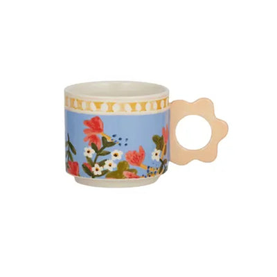 Frankie Ceramic tea coffee mug with biscuit colour flower handle