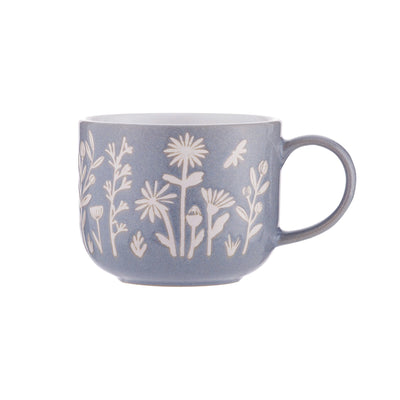mason and cash stoneware 400ml mug blue with white flowers