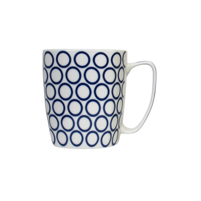 Mugs Geometric modern white with blue circles