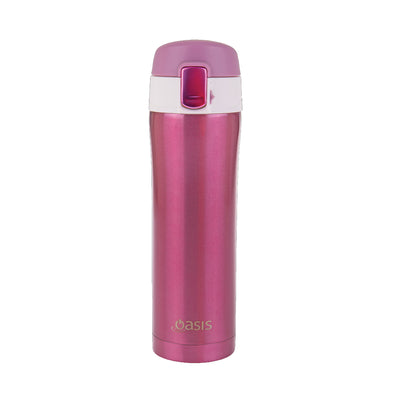 oasis vacuum tea coffee water flask with flip lid 450ml Blush Pink