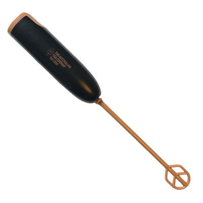 Matcha latte Chai latte whisk battery operated black and tan leaf whisk