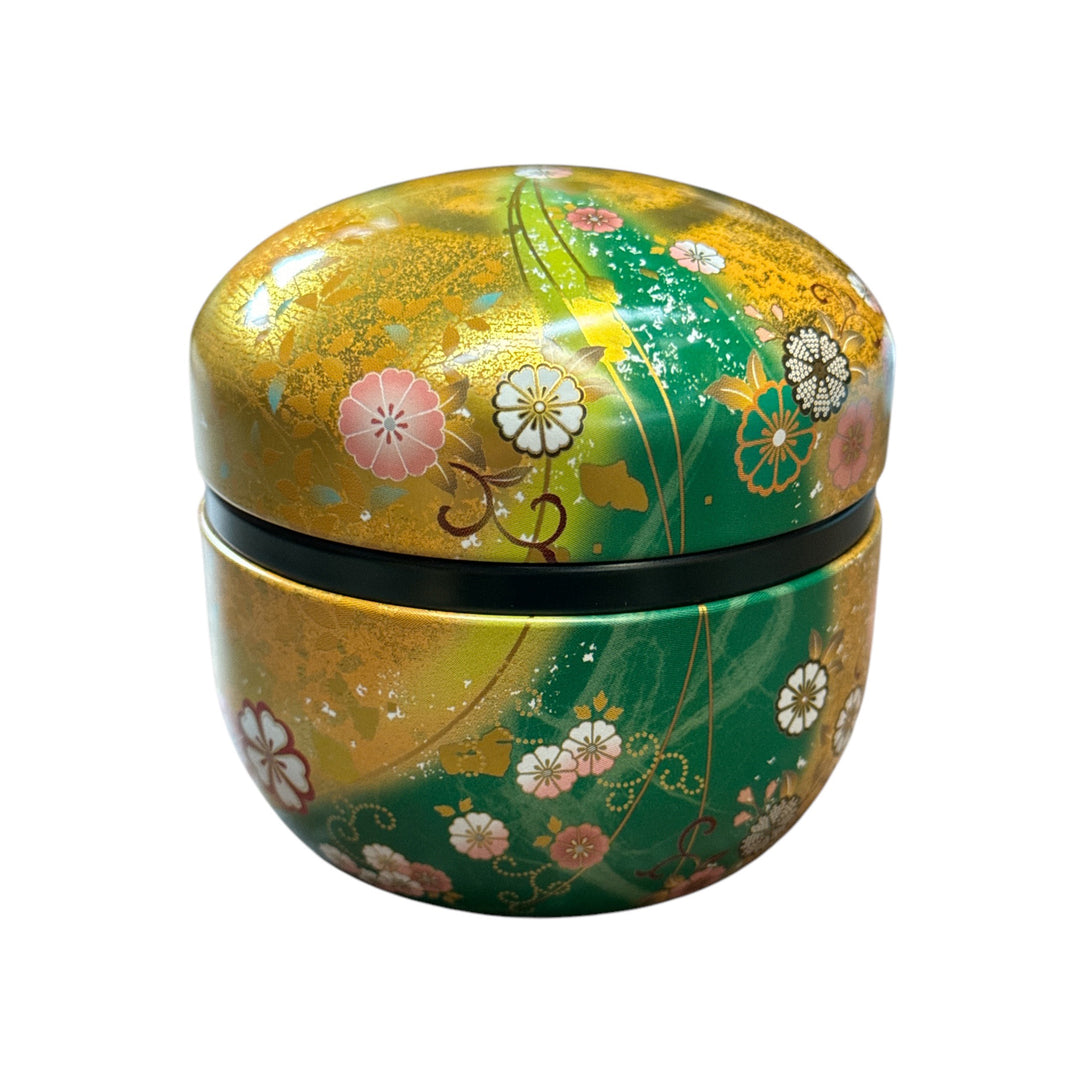工芸品 Traditional Japanese craft tea container Japanese Tea Tin — Green & Pink Floral – ArtfulTea