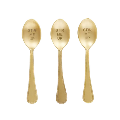 Brass Embossed Teaspoon - "Stir Me Up"