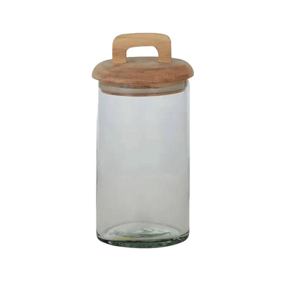 Amaya Glass Tea Canisters with Wooden Lids