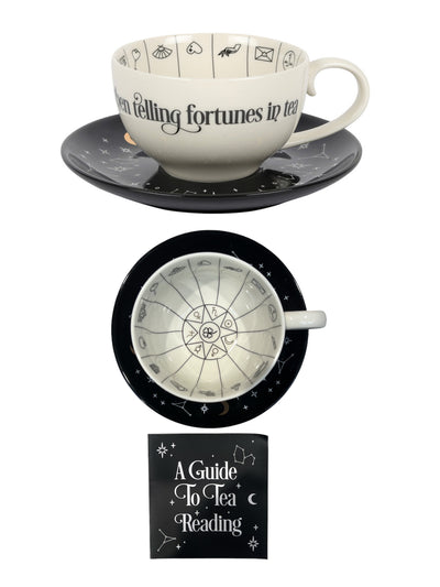 Tea Leaf reading - Fortune Telling Tea Cup and booklet black and white 