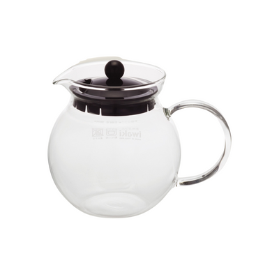 Iwaki of Japan glass teapot 640ml "Jumping Teapot" with Black Lid