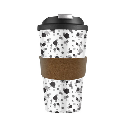 Karlstert Travel Tea or Coffee Mugs made from Corn & Bamboo 420ml Spotty design - Eco Friendly