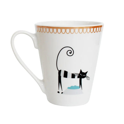 Cat Tail Tea or Coffee Mugs cat with cat food bowl