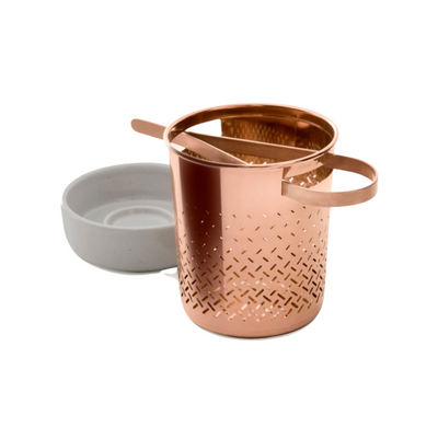 Designer premium quality Tea Infuser Oriental weaver basket drip catcher tray Copper