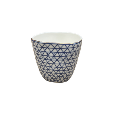 Tea or Latte Cups with blue white gold rim.